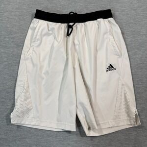 Adidas‎ Training Shorts Men M White Vent Mesh Panel Athletic Gym Running Fit